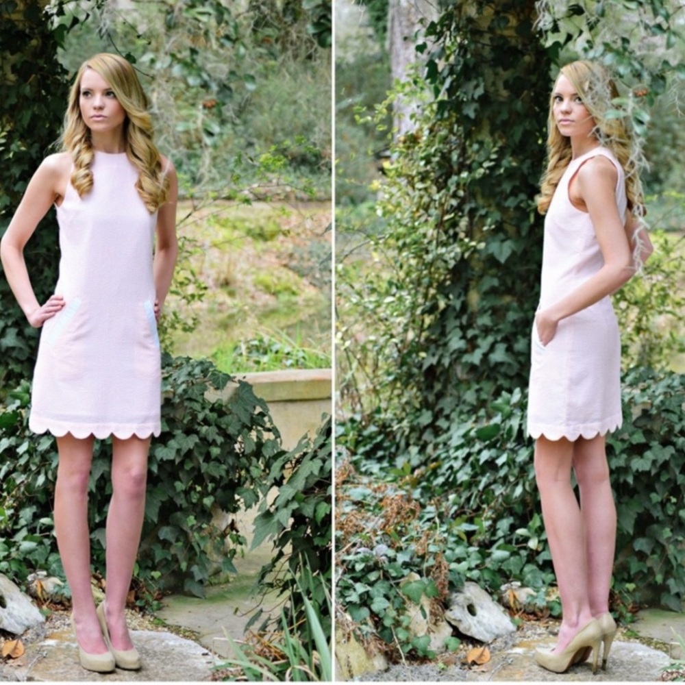 Jolie & Elizabeth Pink/coral seersucker Sleeveless Dress M